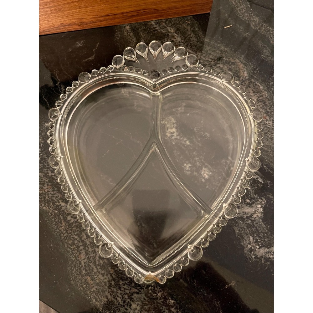 Paden City Glass Heart Shaped Divided Bowl with Lid